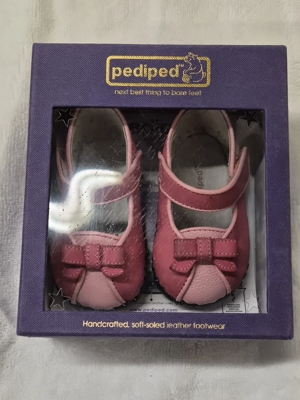 pediped Pink and Light Pink Mary Jane Leather Baby Shoes